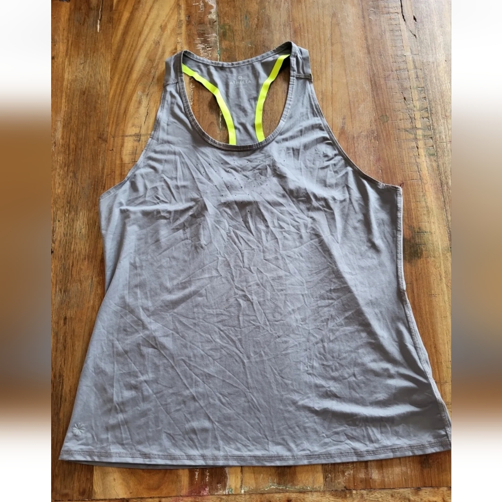 Athleta Womens Grey Racerback Tank Top Large Pre-Owned